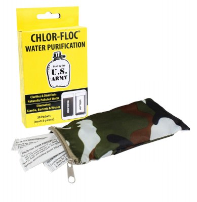 Порошок для дезинфекции и очистки воды Chlor-Floc US Military Water Purification Powder Packets (30 pack), фото