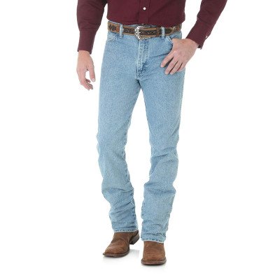 Голубые мужские джинсы Wrangler Men's Cowboy Cut Slim Fit Jean Antique Wash 0936ATW, фото