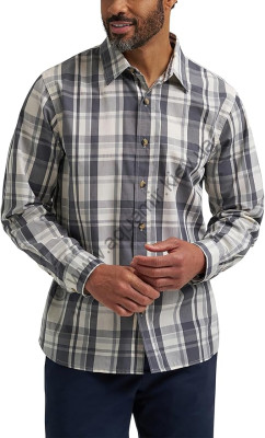 Рубашка с длинным рукавом в серую клетку Wrangler Authentics Woven Shirt Iron Gate Plaid, фото