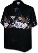 Pacific Legend Men's Border Hawaiian Shirts 440-3700 Black