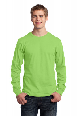 Лаймовая футболка с длинным рукавом Port & Company Long Sleeve Core Cotton Tee Lime PC54LSL, фото