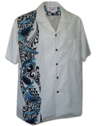 Pacific Legend Men's Single Panel Hawaiian Shirts 444-3972 White