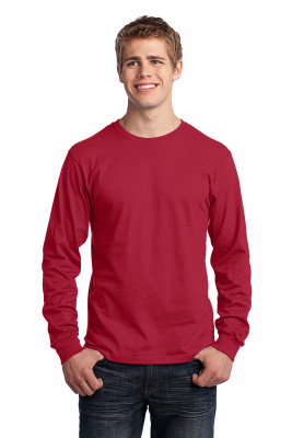 Красная футболка с длинным рукавом Port & Company Long Sleeve Core Cotton Tee Red PC54LSR, фото