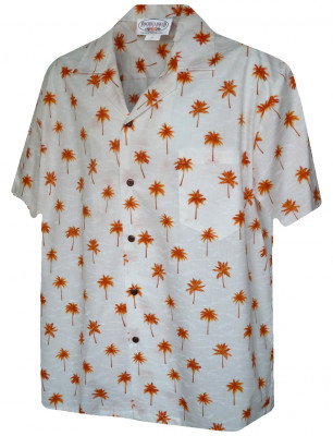 Гавайская рубашка с оранжевыми пальмами Classic Hawaiian Palm Trees Men's Tropical Shirts 410-3976 Orange, фото