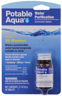Бактерицидные таблетки для дезинфекции питьевой воды Potable Aqua Water Purification Tablets 50 Tablets, фото