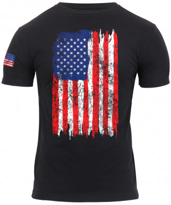 Футболка с состареным флагом США Rothco Distressed US Flag Athletic Fit T-Shirt Full Color 2713, фото