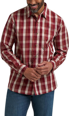 Рубашка с длинным рукавом в красно-белую клетку Wrangler Authentics Woven Shirt Sable Plaid, фото