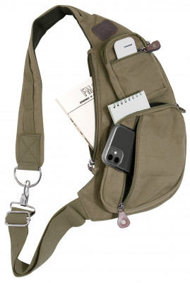 Винтажная оливковая сумка слинг для документов Rothco Crossbody Canvas Sling Bag Vintage Olive Drab 2498, фото