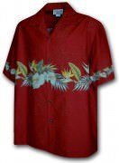 Pacific Legend Men's Border Hawaiian Shirts - 440-3634 Red