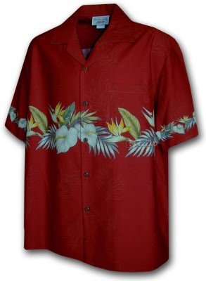 Гавайская рубашка Pacific Legend Men's Border Hawaiian Shirts - 440-3634 Red, фото