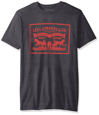 Футболка Levis Mens T-Shirt with 2 Horse Pull Logo Charcoal Heather, фото