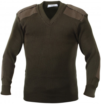Милитари свитер коммандо оливковый Rothco GI Style Acrylic V-Neck Sweater Olive Drab 6345, фото