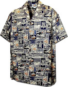 Men's Hawaiian Shirts Allover Prints 410-4762 Navy