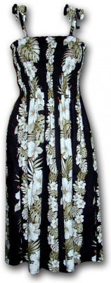 Гавайский сарафан с тонкими бретельками Pacific Legend Hawaiian Tube Dress - 332-3638 Black, фото