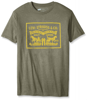 Футболка Levis Mens T-Shirt with 2 Horse Pull Logo Sage Heather, фото