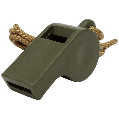 Свисток армейский шариковый со шнуром оливковый Rothco G.I. Style Police Whistle 8300, фото