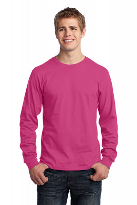 Хлопковая футболка с длинным рукавом в цвете сангрия Port & Company Long Sleeve Core Cotton Tee Sangria PC54LSS, фото