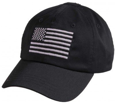 Бейсболка тактическая черная  с вышитым американским флагом Rothco Tactical Operator Cap With US Flag Black 4364, фото