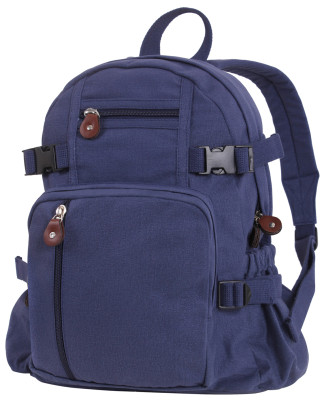 Хлопковый винтажный темно-синий рюкзак Rothco Vintage Canvas Mini Backpack Navy Blue 8558, фото