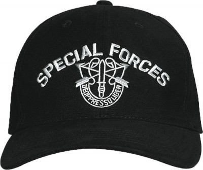 Черная бейсболка с вышитой надписью «SPECIAL FORCES» и эмблемой Специальных Сил США Rothco Special Forces Hat 9296, фото