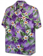 Tropical Tiare Flower Men's Hawaiian Shirts 410-3978 Purple
