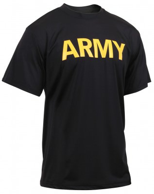 Футболка черная тренировочная Армии США Physical Training T-Shirt - Black / ARMY (Gold Lettering) # 46020, фото