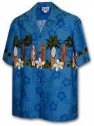 Pacific Legend Men's Border Hawaiian Shirts - 440-3466 Blue