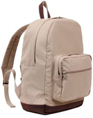 Винтажный рюкзак хаки с кожаными элементами Rothco Vintage Canvas Teardrop Backpack w/ Leather Accents Khaki 9616, фото