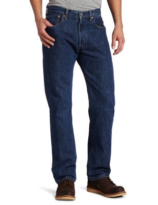 Классические, предварительно стиранные, оригинальные мужские джинсы Levi's 501 Original Fit Jean Dark Stonewash 005010194, фото