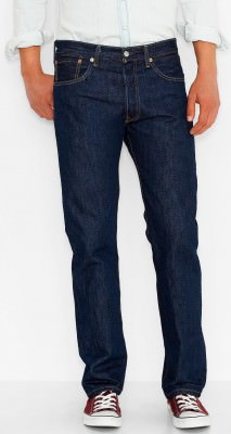  Темно-синие классические, предварительно стиранные, оригинальные мужские джинсы Levi's 501 Original Fit Jean Rinse 005010115, фото