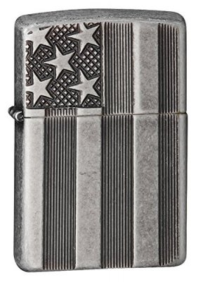 Зажигалка Зиппо винтажная с американским флагом Zippo American Flag Lighters Antique Silver Plate Armor, фото