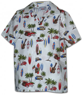 Гавайская рубашка подростковая Pacific Legend Boys Hawaiian Shirt 211-3711 White, фото