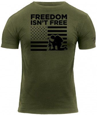 Футболка с флагом США и надписью «Свобода не бесплатна» Rothco "Freedom Isn't Free" T-Shirt Olive Drab 2708, фото
