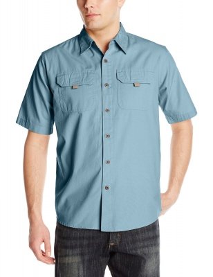 Wrangler Authentics Men's Short Sleeve Canvas Shirt Goblin Blue, фото
