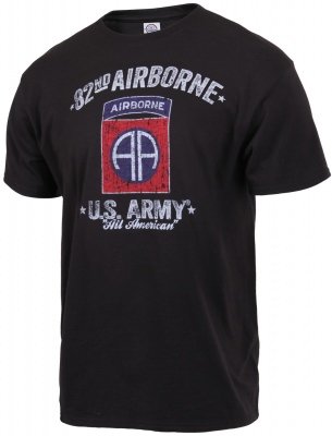 Black Ink Distressed 82nd Airborne T-shirt Distressed 82nd Airborne "All American" 80348, фото
