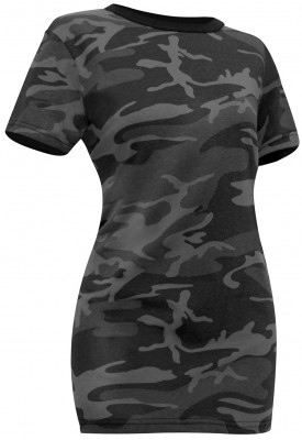 Женская футболка черный приглушенный камуфляж​ Rothco Womens Long Length T-Shirt Black Camo 5768, фото