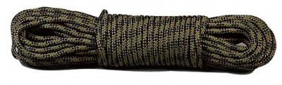 Военная полипропиленовая веревка (трос) диаметром 9.5 мм в цветах: черный, оливковый​, лесной камуфляж, фото
