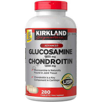 Глюкозамин с хондропротектором, не кислотный, 280 таблеток Kirkland Signature Glucosamine & Chondroitin, фото