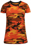 Rothco Womens Long Length T-Shirt Orange Camo 5738
