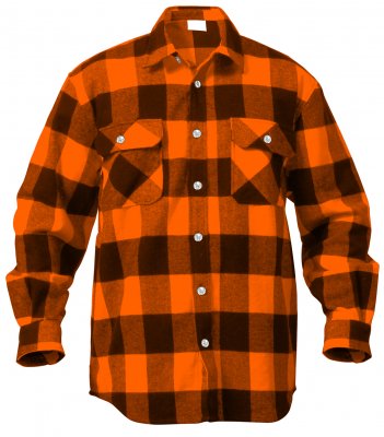 Оранжевая фланелевая рубашка буффало Rothco Buffalo Plaid Flannel Shirt Orange 4672, фото