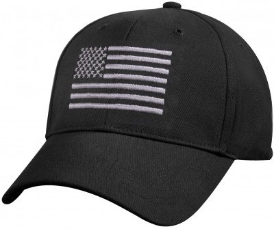 Бейсболка черная с флагом США Rothco U.S. Flag Low Profile Cap Black 8978, фото