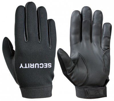 Черные неопреновые тактические перчатки с белой надписью «SECURITY» Rothco Security Neoprene Duty Gloves 3155, фото