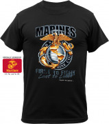 Black Ink Marines First To Fight T-Shirt Black 80280