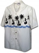 Pacific Legend Men's Border Hawaiian Shirts - 440-3793 White