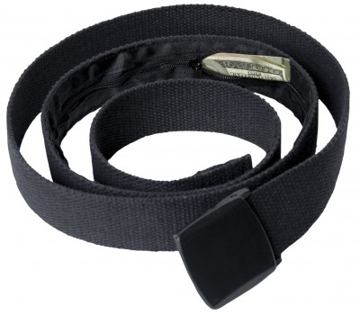 Брючный хлопковый ремень с секретным отделением Rothco 54" Travel Web Belt Wallet Black 4946, фото
