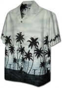 Pacific Legend Men's Border Hawaiian Shirts - 440-3759 Grey