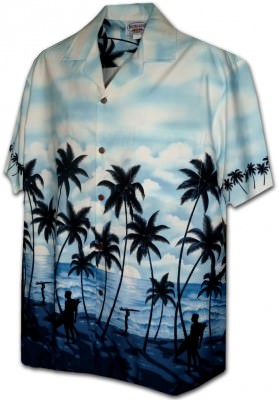 Гавайская рубашка Pacific Legend Men's Border Hawaiian Shirts - 440-3759 Blue, фото