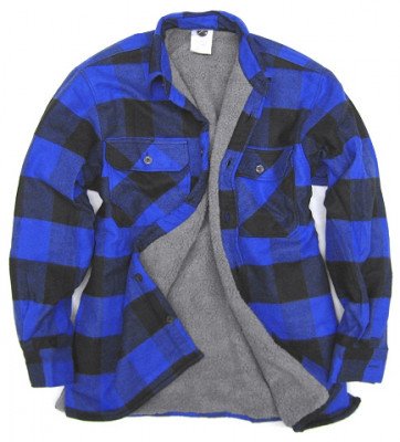 Рубашка синяя фланелевая с мехом Rothco Extra Heavyweight Buffalo Plaid Sherpa-lined Flannel Shirt Blue 3739, фото