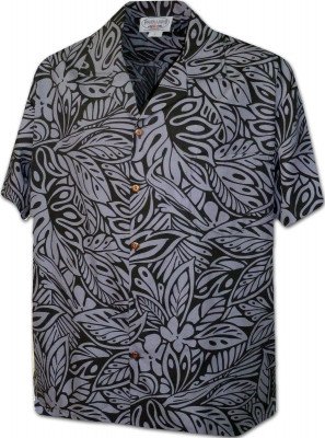 Мужская хлопковая гавайская рубашка черного цвета (гавайка) производства США с цветами Casual Friday Men's Aloha Shirts, фото
