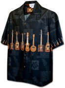Pacific Legend Men's Border Hawaiian Shirts - 440-3753 Black